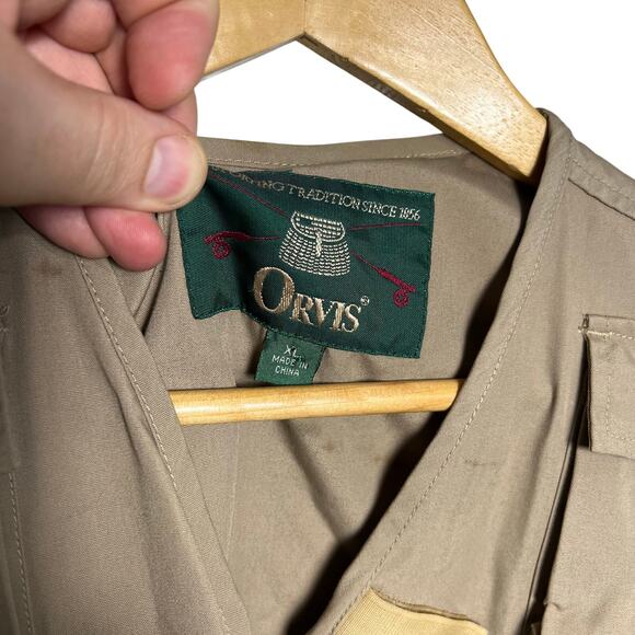Vintage Orvis Tan Fishing Cargo Vest Size XL 23x21 - Picture 3 of 10